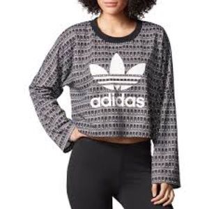 Adidas Originals Crop Crew Black and White Sweatshirt